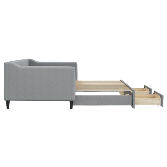 Pat de zi cu extensie și sertare, gri deschis, 90x200 cm textil - WALTI WALTI
