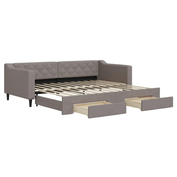 Pat de zi cu extensie și sertare, gri taupe, 90x200 cm, textil - WALTI WALTI