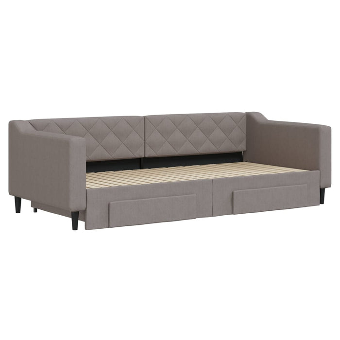 Pat de zi cu extensie și sertare, gri taupe, 90x200 cm, textil - WALTI WALTI