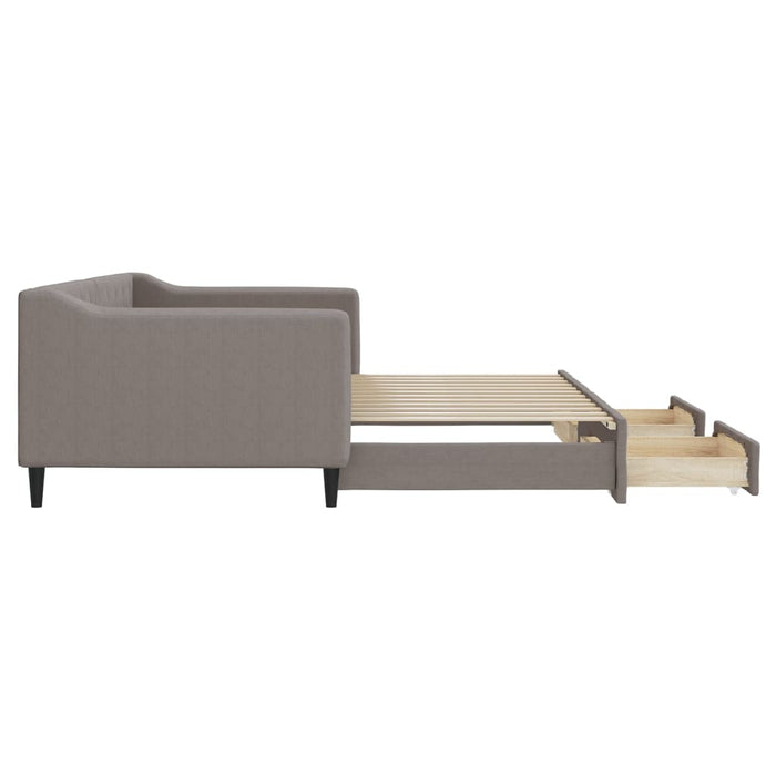 Pat de zi cu extensie și sertare, gri taupe, 90x200 cm, textil - WALTI WALTI