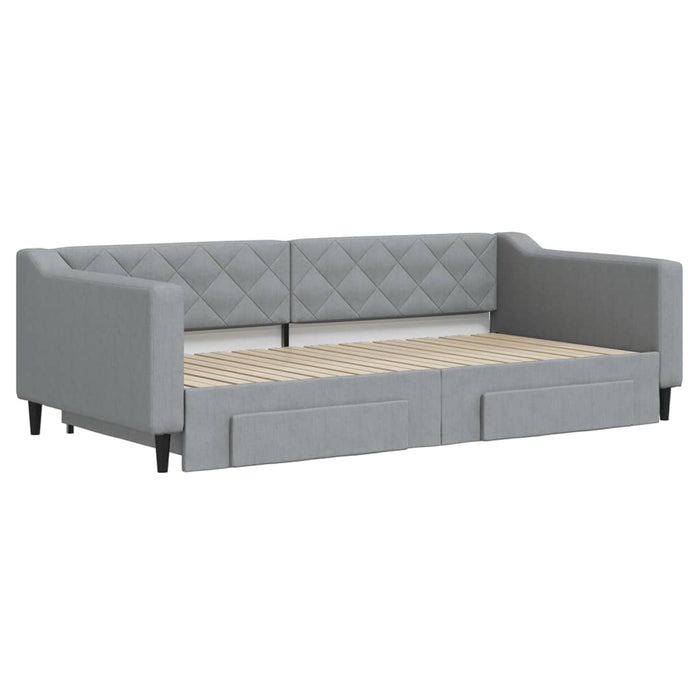 Pat de zi cu extensie și sertare, gri deschis 100x200 cm textil - WALTI WALTI