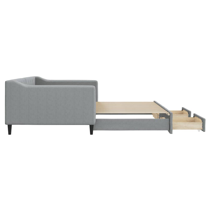 Pat de zi cu extensie și sertare, gri deschis 100x200 cm textil - WALTI WALTI