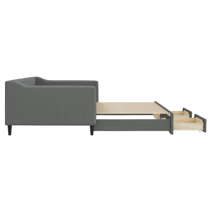 Pat de zi cu extensie și sertare, gri închis, 100x200 cm textil - WALTI WALTI