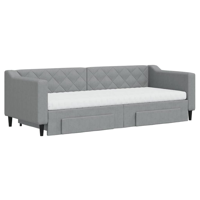 Pat de zi cu extensie și sertare, gri deschis, 80x200 cm textil - WALTI WALTI