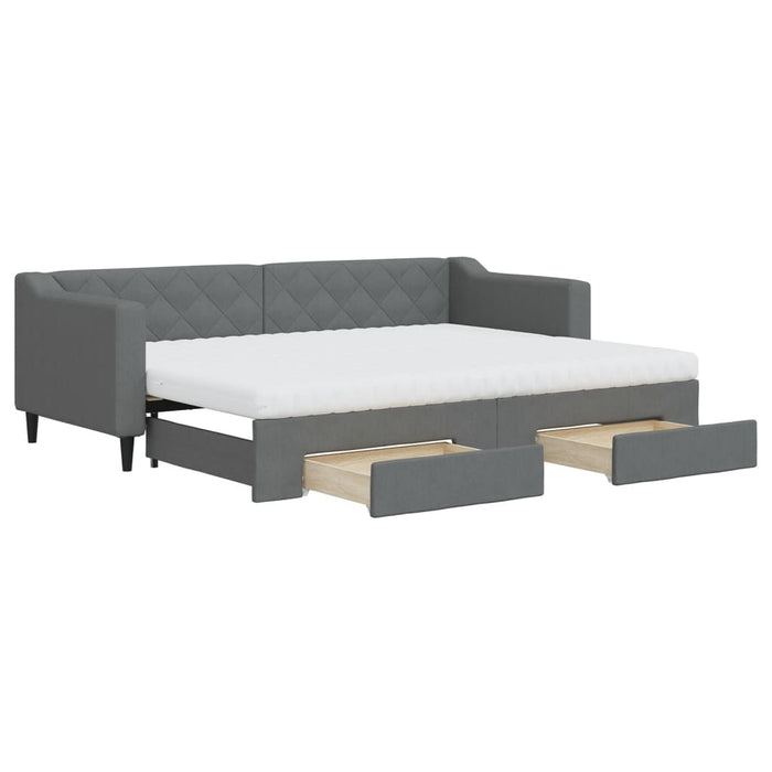 Pat de zi cu extensie și sertare, gri închis, 80x200 cm textil - WALTI WALTI