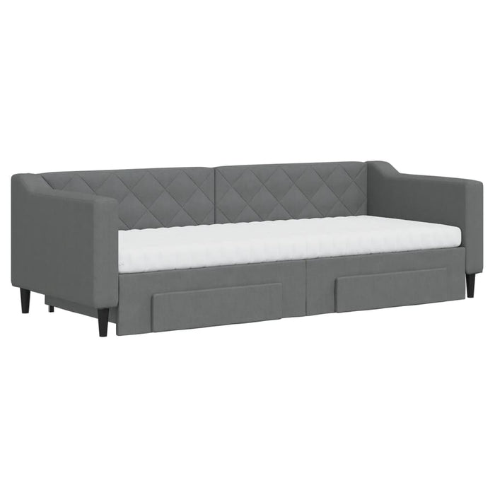 Pat de zi cu extensie și sertare, gri închis, 80x200 cm textil - WALTI WALTI