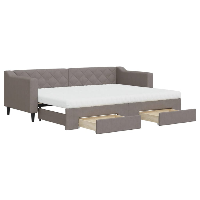 Pat de zi cu extensie și sertare, gri taupe, 80x200 cm, textil - WALTI WALTI