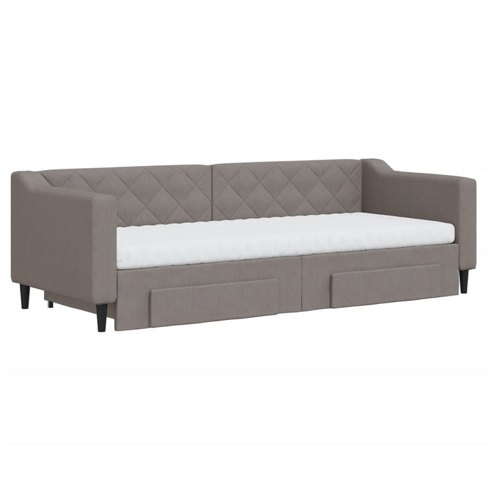 Pat de zi cu extensie și sertare, gri taupe, 80x200 cm, textil - WALTI WALTI