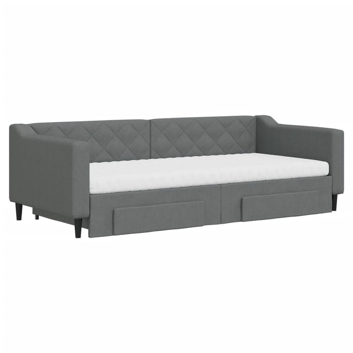 Pat de zi cu extensie și sertare, gri închis, 90x200 cm textil - WALTI WALTI