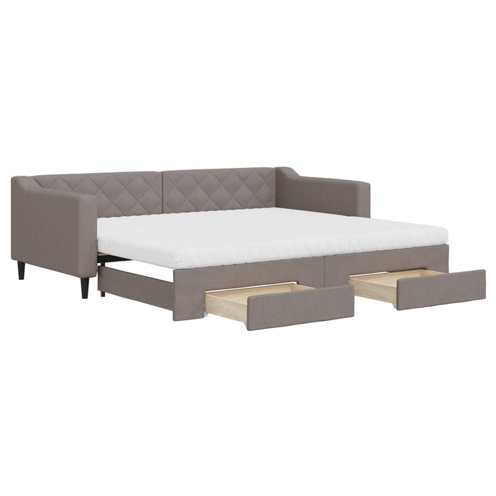 Pat de zi cu extensie și sertare, gri taupe, 90x200 cm, textil - WALTI WALTI