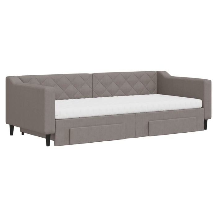 Pat de zi cu extensie și sertare, gri taupe, 90x200 cm, textil - WALTI WALTI