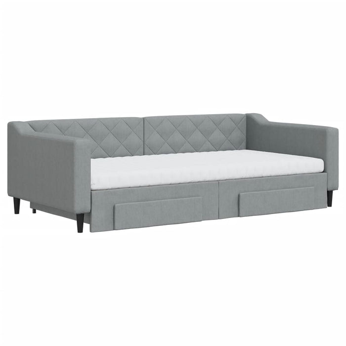 Pat de zi cu extensie și sertare, gri deschis 100x200 cm textil - WALTI WALTI