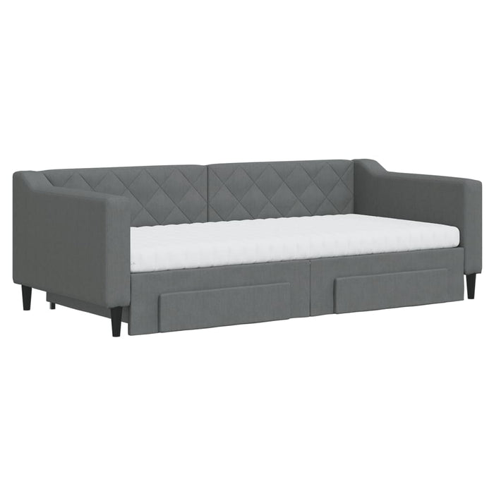 Pat de zi cu extensie și sertare, gri închis, 90x190cm, textil - WALTI WALTI