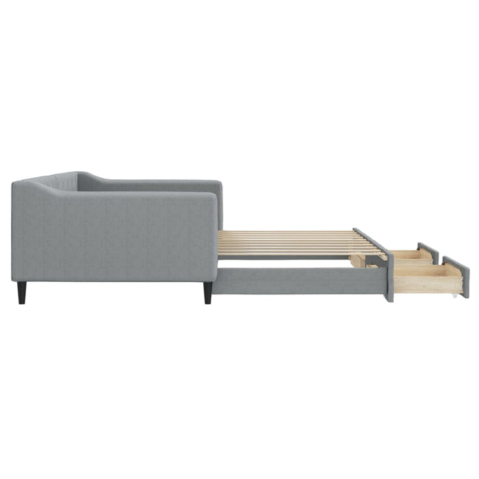 Pat de zi cu extensie/sertare, gri deschis, 100x190 cm, textil - WALTI WALTI