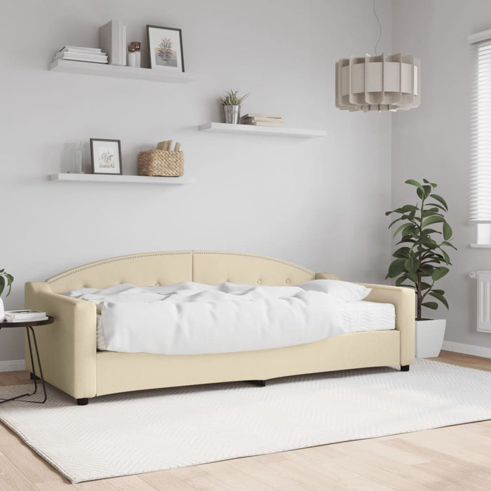 Pat de zi cu saltea, crem, 90x200 cm, textil - WALTI WALTI