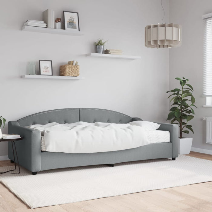 Pat de zi cu saltea, gri deschis, 100x200 cm, textil - WALTI WALTI