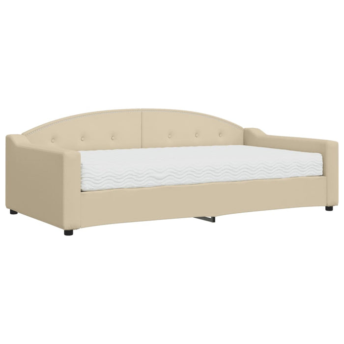 Pat de zi cu saltea, crem, 100x200 cm, textil - WALTI WALTI