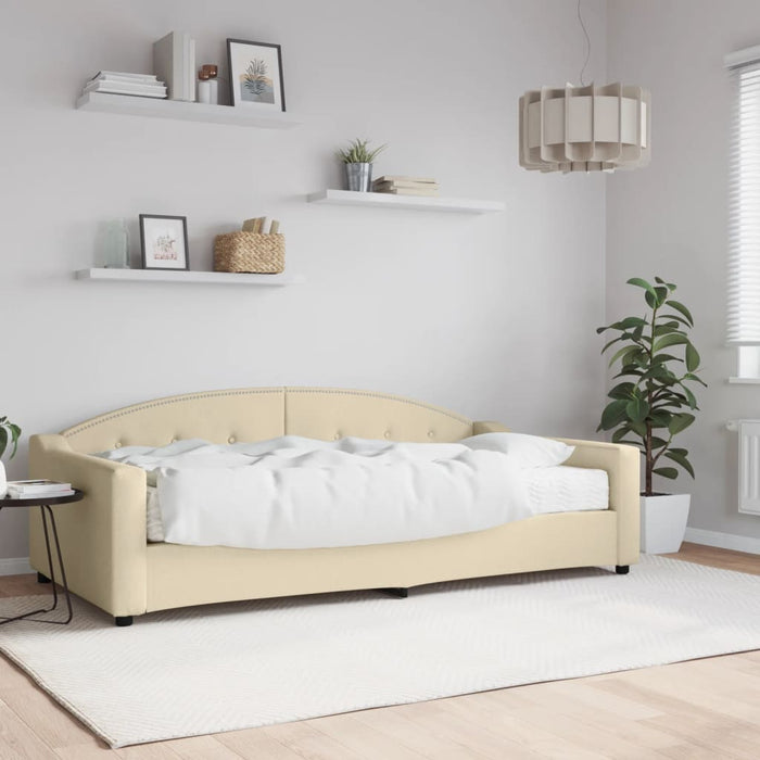 Pat de zi cu saltea, crem, 100x200 cm, textil - WALTI WALTI