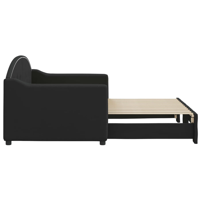 Pat de zi cu extensie, negru, 80x200 cm, textil - WALTI WALTI