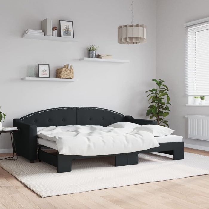 Pat de zi cu extensie, negru, 80x200 cm, textil - WALTI WALTI