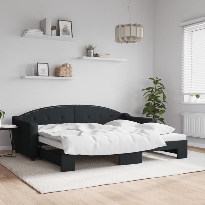Pat de zi cu extensie, negru, 90x200 cm, textil - WALTI WALTI