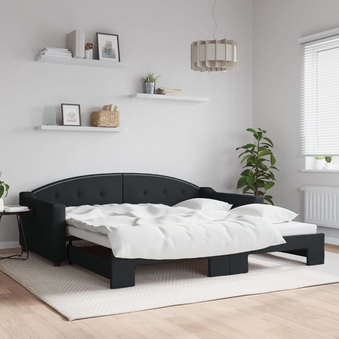 Pat de zi cu extensie, negru, 100x200 cm, textil - WALTI WALTI