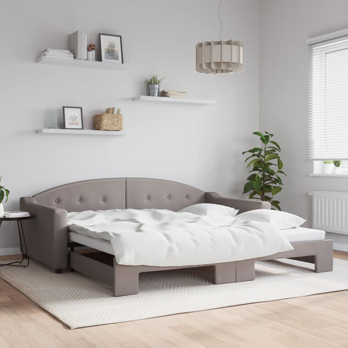 Pat de zi cu extensie, gri taupe, 100x200 cm, textil - WALTI WALTI