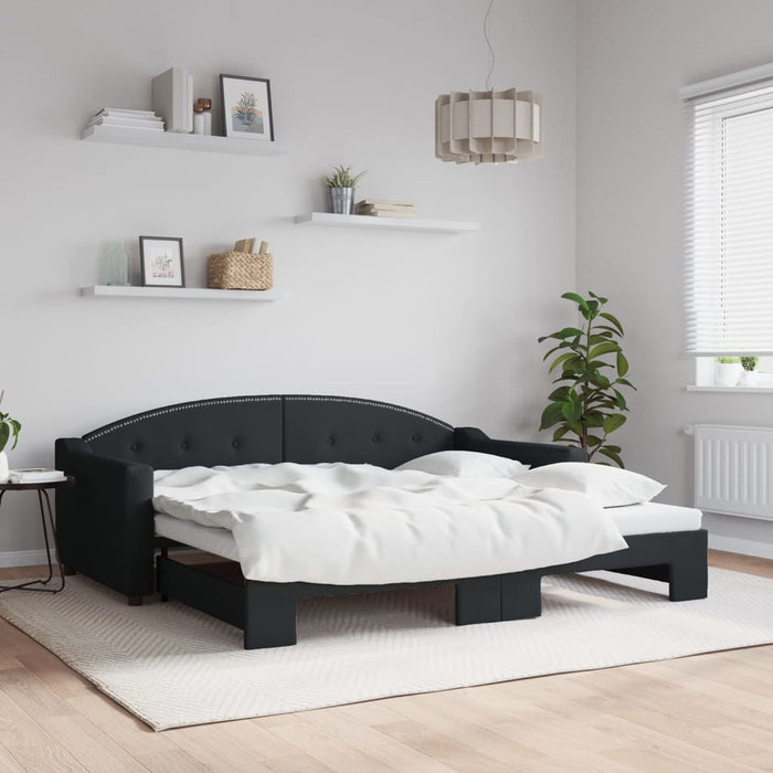Pat de zi cu extensie, negru, 90x190 cm, textil - WALTI WALTI