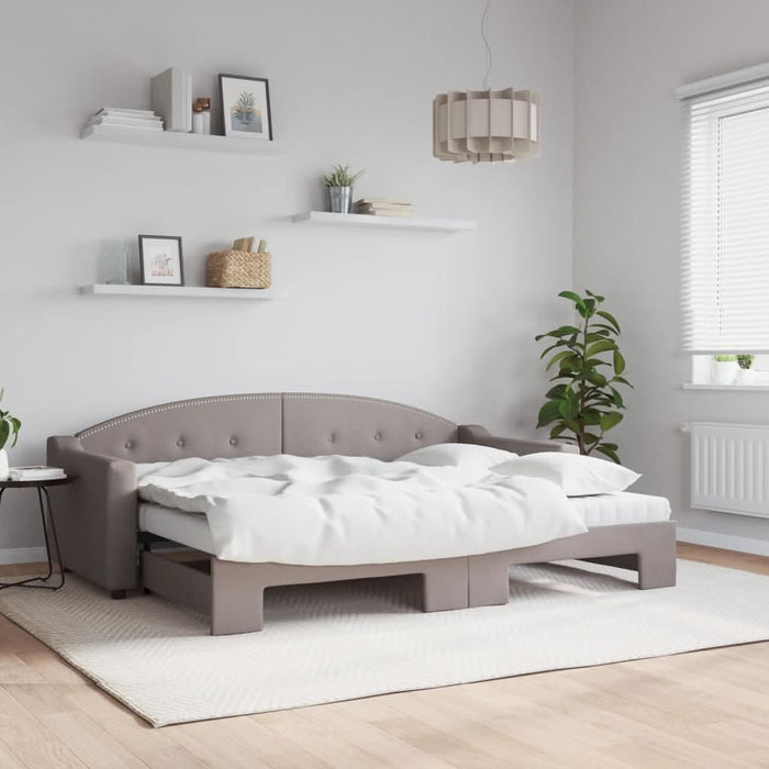 Pat de zi cu extensie și saltele, gri taupe, 80x200 cm, textil - WALTI WALTI