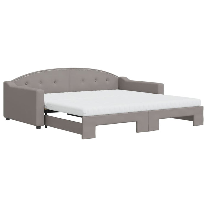 Pat de zi cu extensie și saltele, gri taupe, 100x200 cm, textil - WALTI WALTI