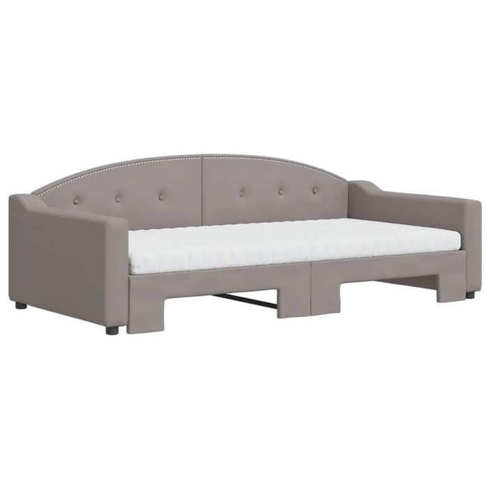 Pat de zi cu extensie și saltele, gri taupe, 100x200 cm, textil - WALTI WALTI