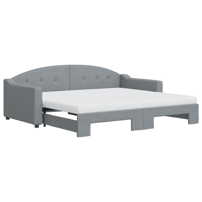 Pat de zi cu extensie și saltele, gri deschis 90x190 cm textil WALTI