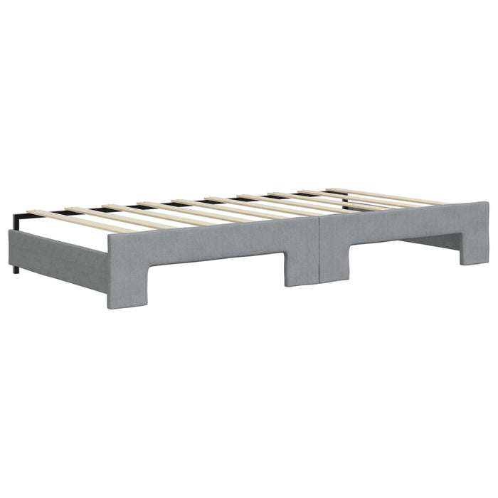 Pat de zi cu extensie și saltele, gri deschis 90x190 cm textil WALTI