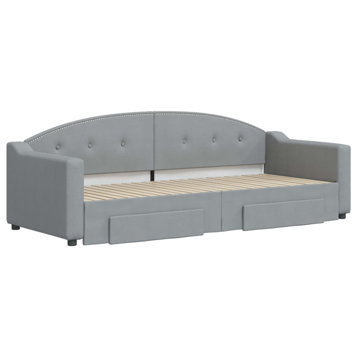 Pat de zi cu extensie și sertare, gri deschis, 80x200cm textil - WALTI WALTI