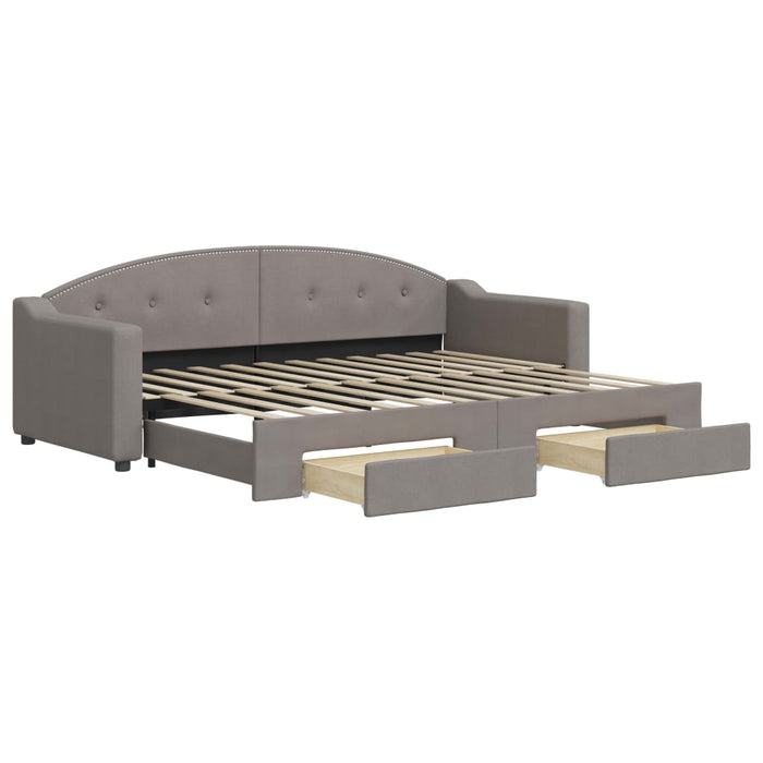 Pat de zi cu extensie și sertare, gri taupe, 80x200 cm, textil - WALTI WALTI