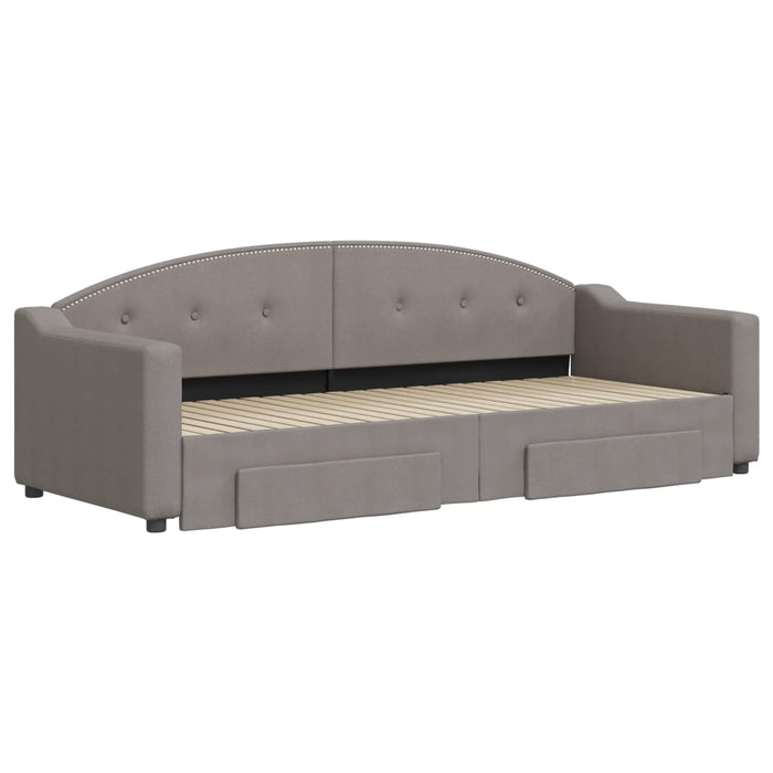Pat de zi cu extensie și sertare, gri taupe, 80x200 cm, textil - WALTI WALTI