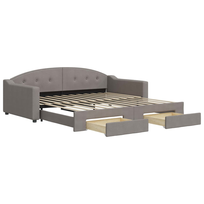 Pat de zi cu extensie și sertare, gri taupe, 100x200 cm, textil - WALTI WALTI