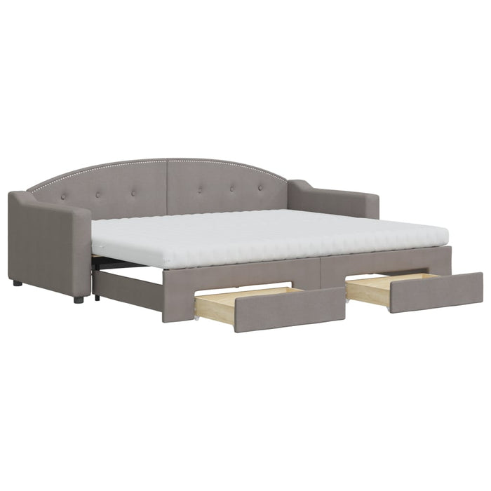 Pat de zi cu extensie și sertare, gri taupe, 80x200 cm, textil - WALTI WALTI