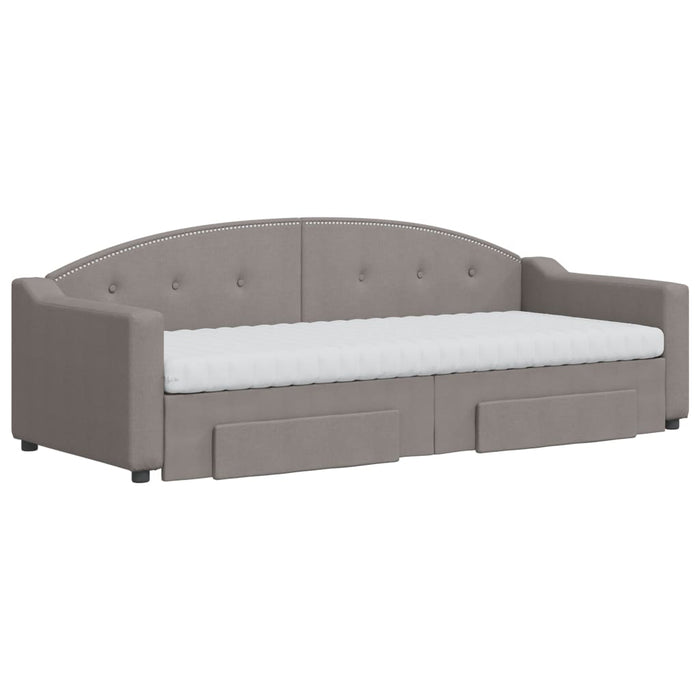 Pat de zi cu extensie și sertare, gri taupe, 80x200 cm, textil - WALTI WALTI