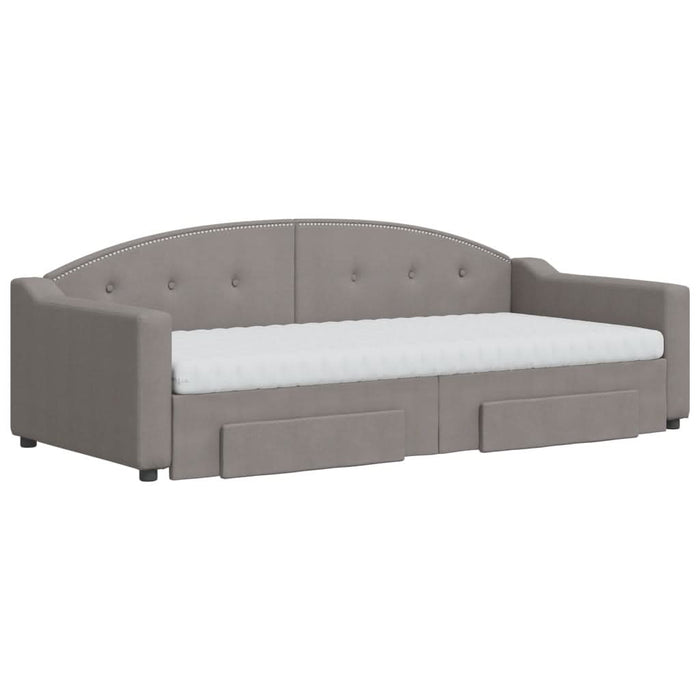 Pat de zi cu extensie și sertare, gri taupe, 90x200 cm, textil - WALTI WALTI