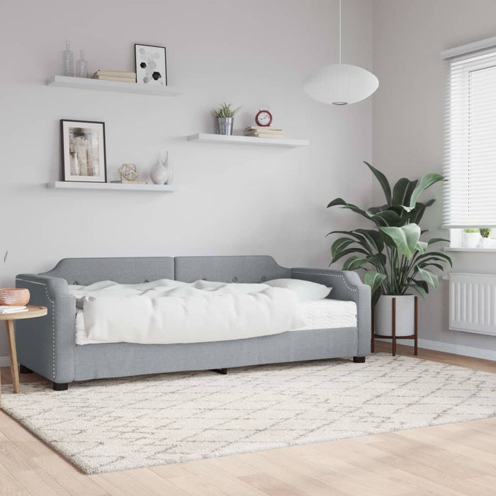 Pat de zi cu saltea, gri deschis, 80x200 cm, textil - WALTI WALTI