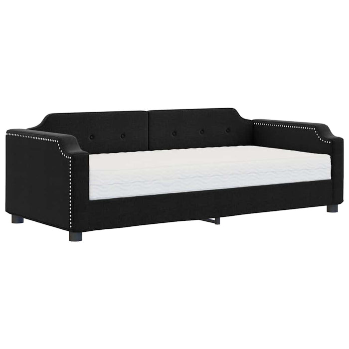 Pat de zi cu saltea, negru, 80x200 cm, textil - WALTI WALTI