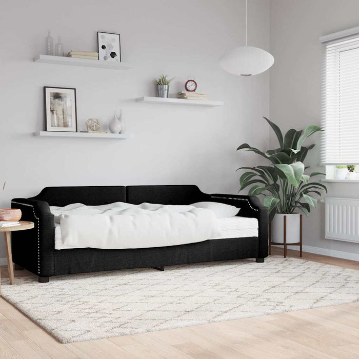Pat de zi cu saltea, negru, 80x200 cm, textil - WALTI WALTI