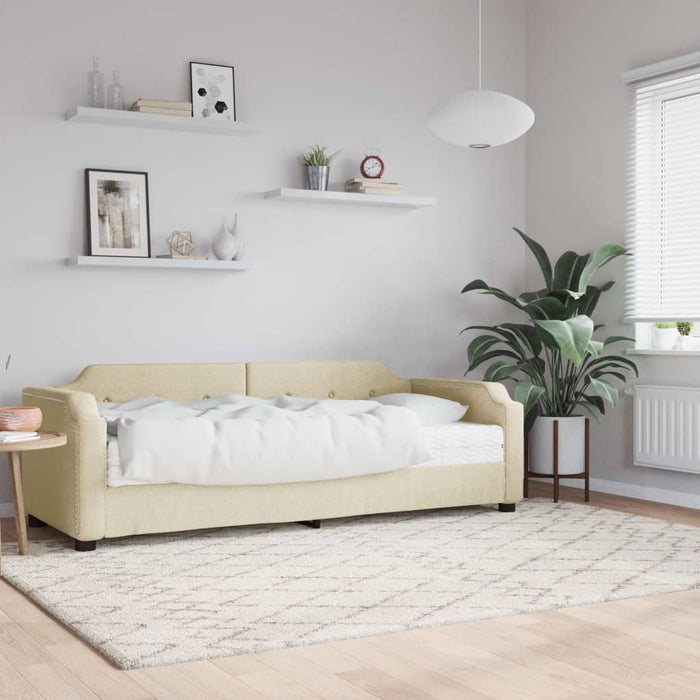 Pat de zi cu saltea, crem, 80x200 cm, textil - WALTI WALTI
