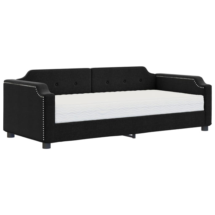 Pat de zi cu saltea, negru, 90x200 cm, textil - WALTI WALTI