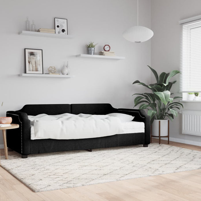 Pat de zi cu saltea, negru, 90x200 cm, textil - WALTI WALTI