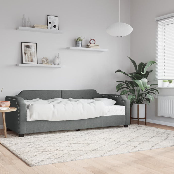 Pat de zi cu saltea, gri închis, 100x200 cm, textil - WALTI WALTI