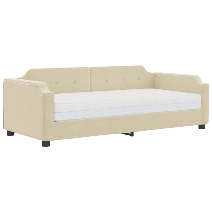 Pat de zi cu saltea, crem, 100x200 cm, textil - WALTI WALTI