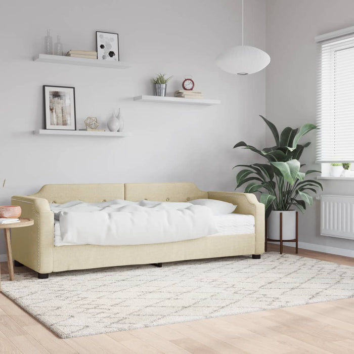 Pat de zi cu saltea, crem, 100x200 cm, textil - WALTI WALTI