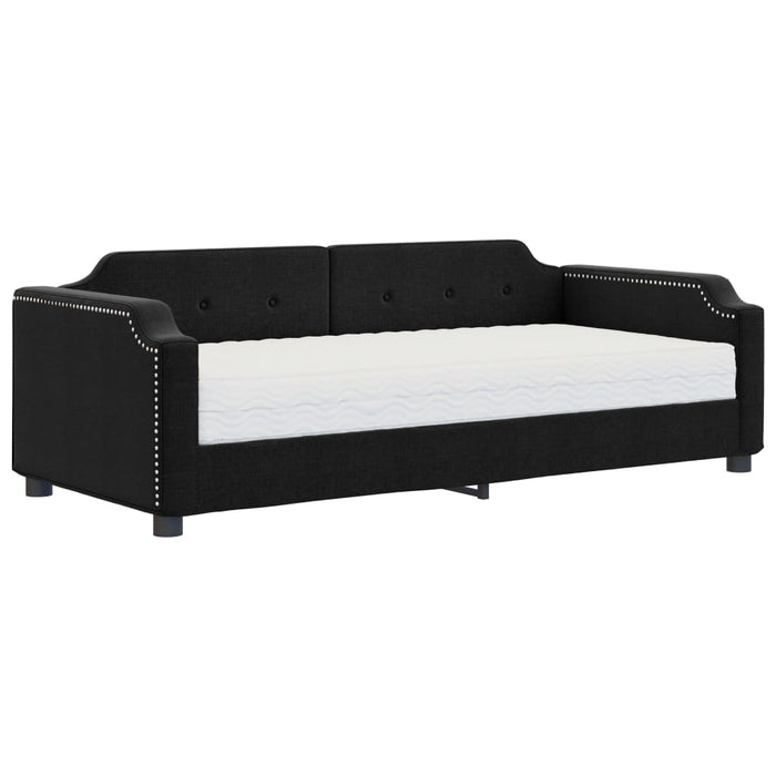 Pat de zi cu saltea, negru, 90x190 cm, textil - WALTI WALTI